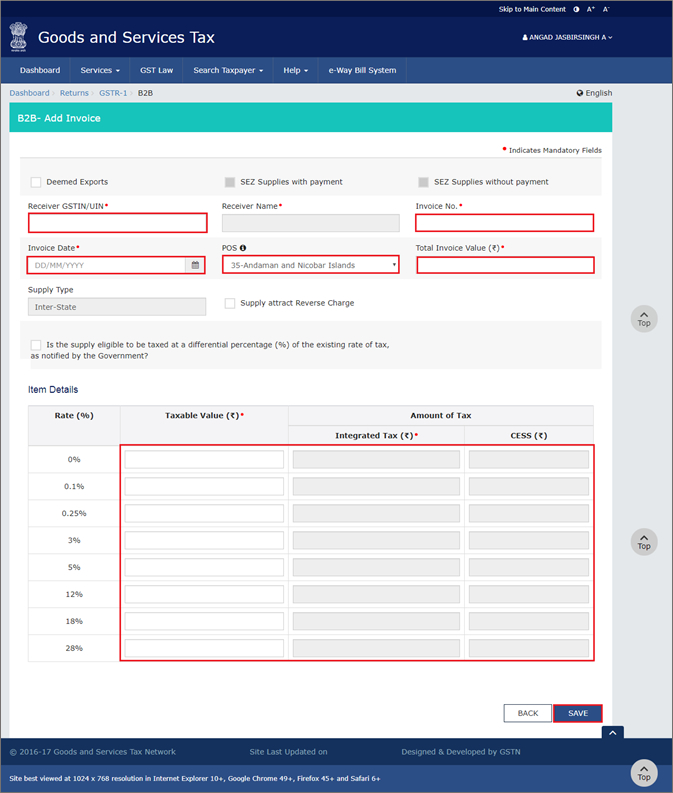 Filing GSTR-1 In GST Govt. Portal.